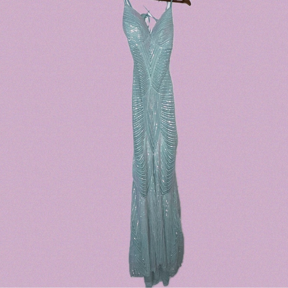 Windsor turquoise mermaid sequin prom dress